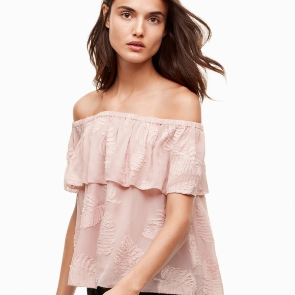 ARITZIA Wilfred promener off the shoulder blouse dusty rose pink xxs - Picture 1 of 8